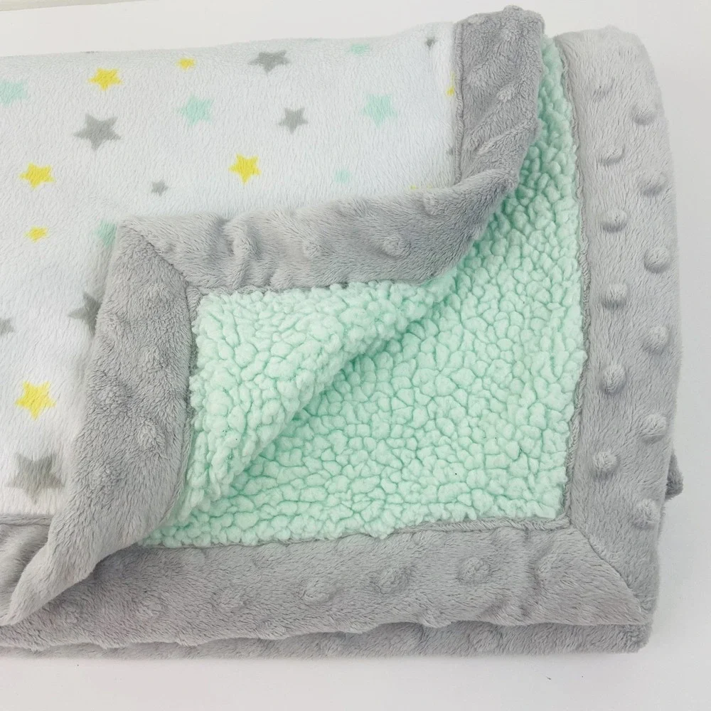 Carter's Child Of Mine Lamb Stars Green Sherpa Security Lovey Blanket 30